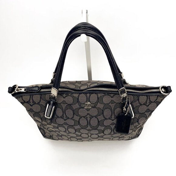 COACH Signature Kelsey Satchel Smoke/Black Crossbody Bag - Picture 13 of 16